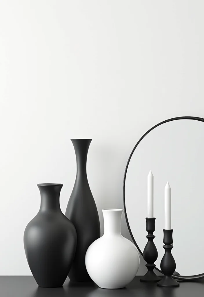 Home Decor Ideas Black and White: A Monochrome Guide with 19 Clean & Elegant Inspirations - 3. Minimalist Accessories