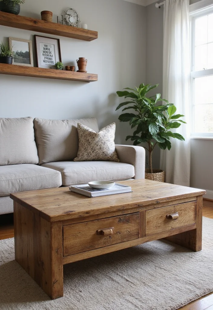 Home Decor Ideas Living Room: A Comfortable Guide with 20 Fresh Interior Inspirations - 1. Reclaimed Wood Furniture