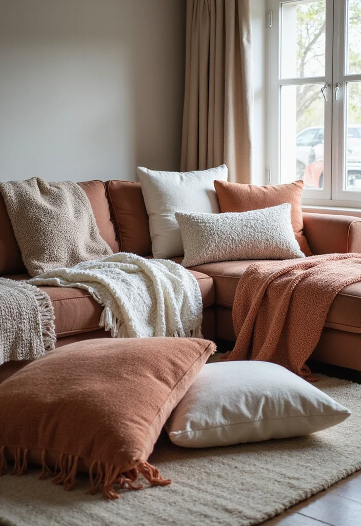 Home Decor Inspiration Living Room: A Comfort-Focused Guide with 18 Welcoming Styling Inspirations - 13. Cozy Throws and Pillows