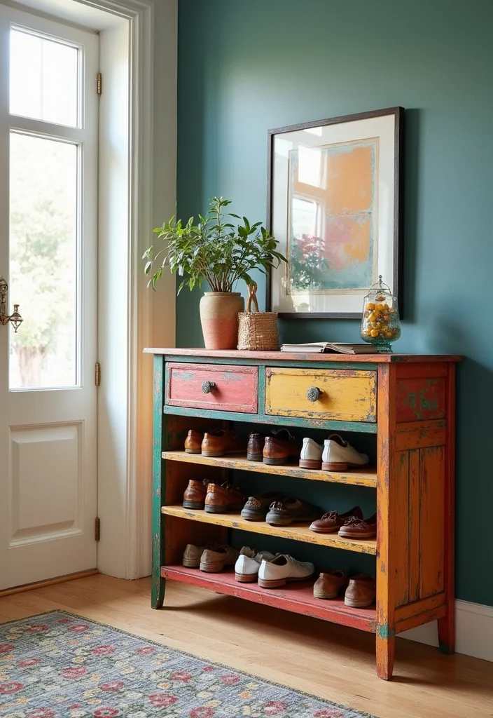 Home Entrance Decor Entryway Front Entry: An Inviting Guide with 20 Warm Entrance Inspirations - 6. Upcycled Furniture