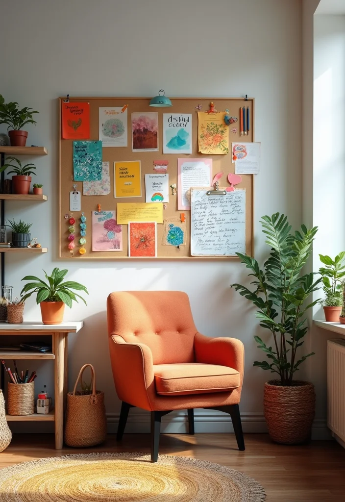 Home Office Decor for Women: A Feminine Guide with 20 Elegant Workspace Inspirations - 15. Creative Inspiration Corners