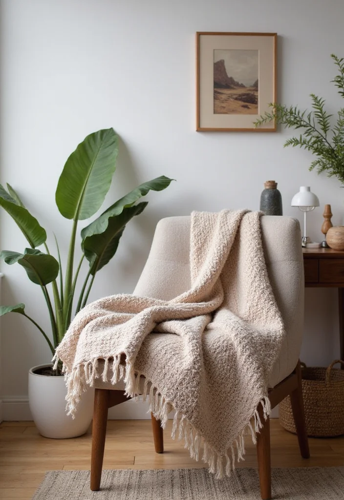 Home Office Decor for Women: A Feminine Guide with 20 Elegant Workspace Inspirations - 19. Cozy Throw Blankets