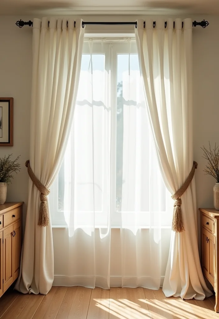 Jute Rope Crafts Home Decor: A Natural Guide with 17 Earthy Handmade Inspirations - 10. Jute Rope Curtain Tiebacks