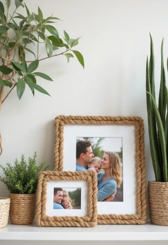 Jute Rope Crafts Home Decor: A Natural Guide with 17 Earthy Handmade Inspirations - 6. Jute Rope Picture Frames