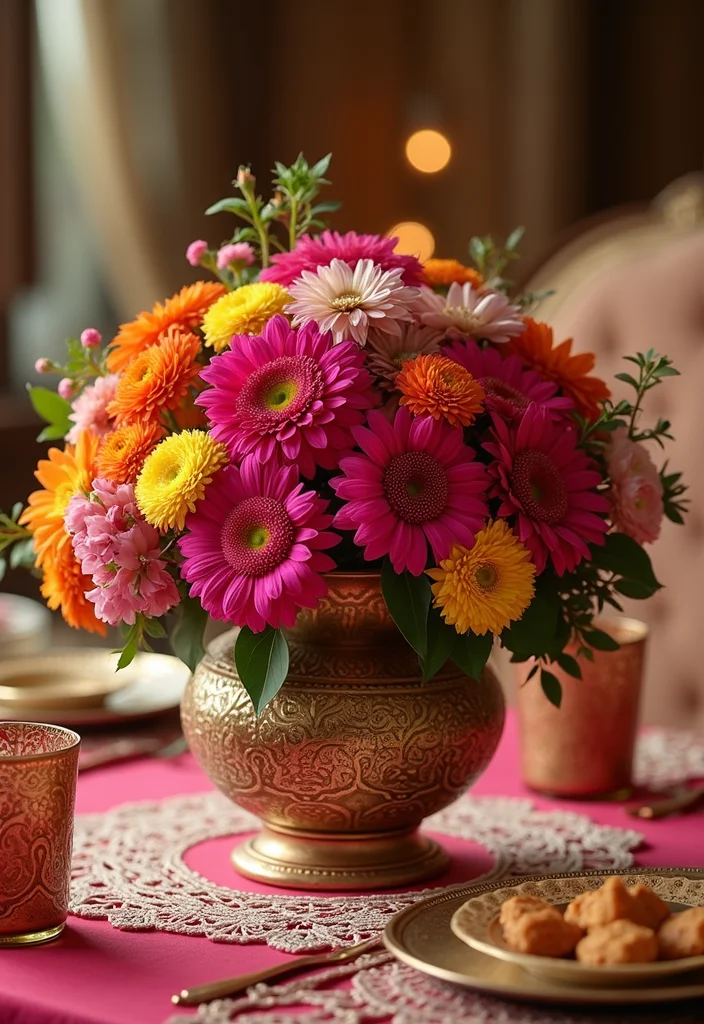 Mehendi Decor Ideas at Home: A Celebration Guide with 17 Vibrant Traditional Inspirations - 11. Mehendi Inspired Centerpieces