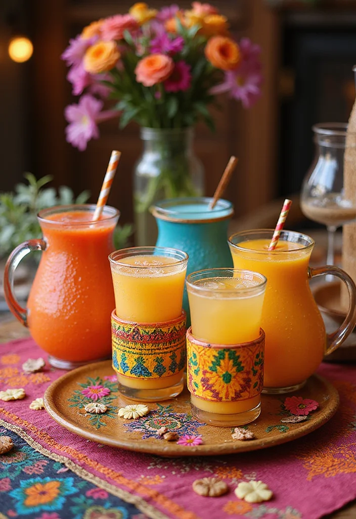 Mehendi Decor Ideas at Home: A Celebration Guide with 17 Vibrant Traditional Inspirations - 14. Mehendi-Themed Cool Drinks Station