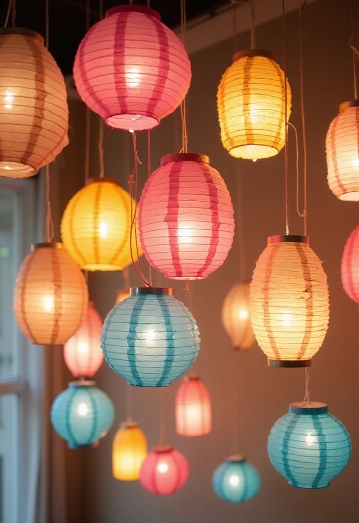 Mehndi Decor at Home Backdrops: A Celebration Guide with 18 Stunning Backdrop Inspirations - 3. DIY Paper Lanterns