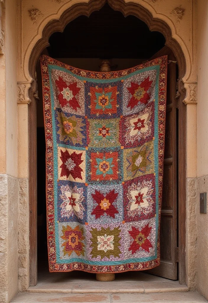Moti Toran for Home Decor: A Festive Guide with 17 Traditional Doorway Inspirations - 11. Ethnic Quilted Toran