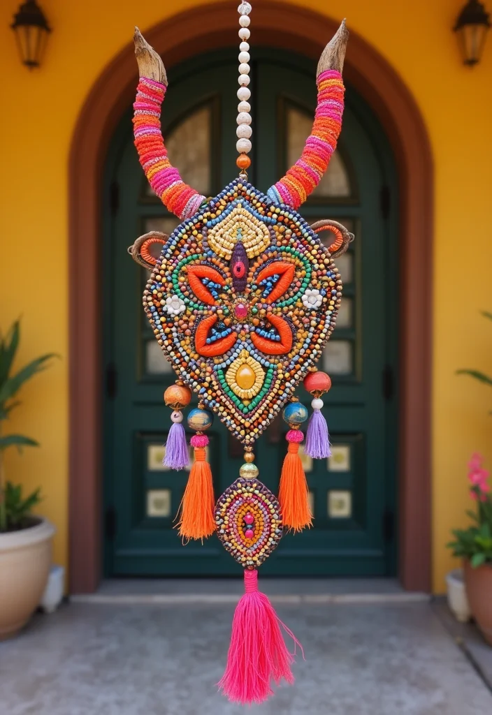 Moti Toran for Home Decor: A Festive Guide with 17 Traditional Doorway Inspirations - 4. Bohemian Beaded Toran