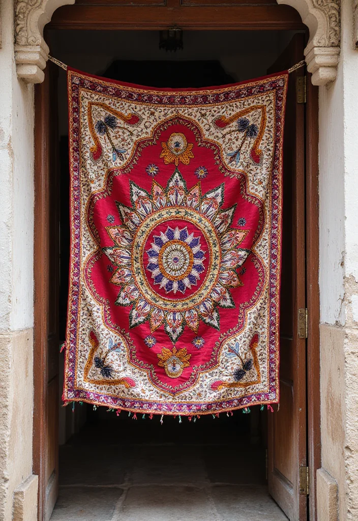 Moti Toran for Home Decor: A Festive Guide with 17 Traditional Doorway Inspirations - 7. Intricate Embroidered Toran