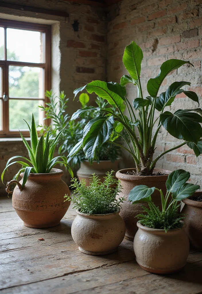 Rustic Home Decor Living Room: A Homestead Guide with 19 Comforting Farmhouse Inspirations - 6. Houseplants for a Touch of Green