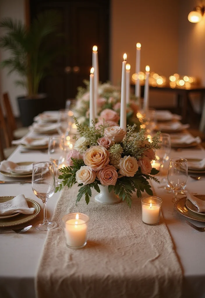 Simple Nikkah Decor at Home: A Soft & Graceful Guide with 20 Intimate Wedding Inspirations - 16. Soft Textured Table Runners