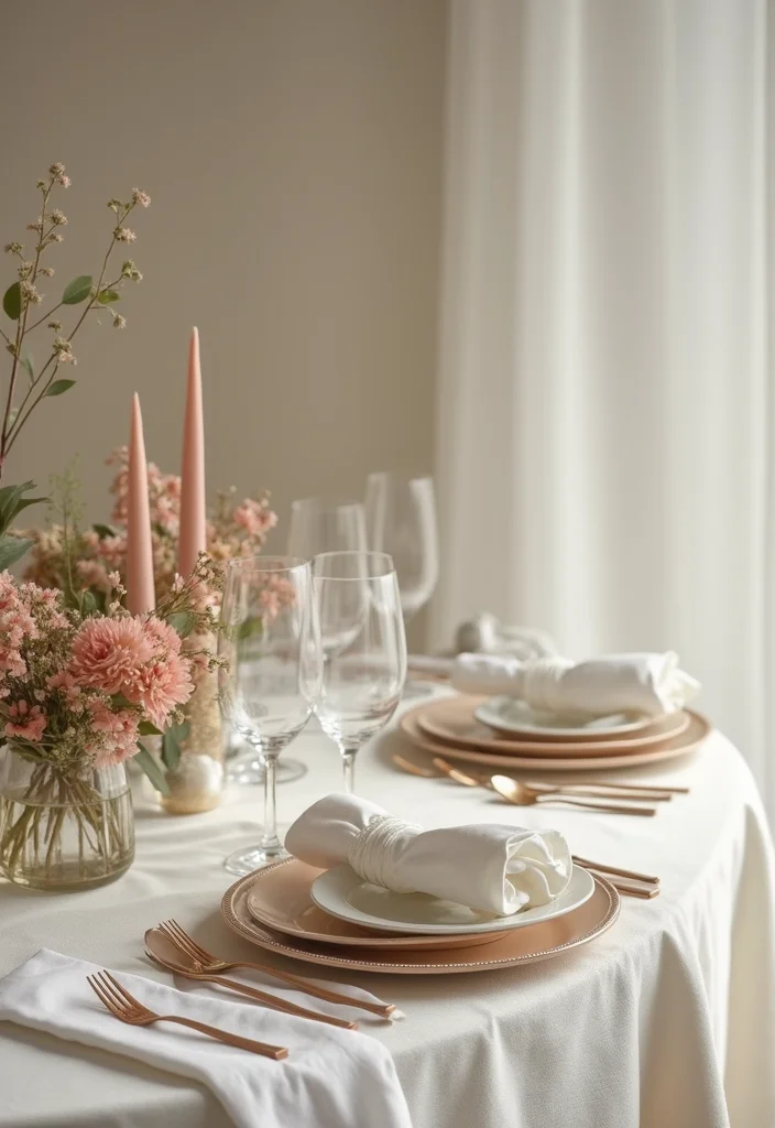 Simple Nikkah Decor at Home: A Soft & Graceful Guide with 20 Intimate Wedding Inspirations - 3. Minimalist Table Settings