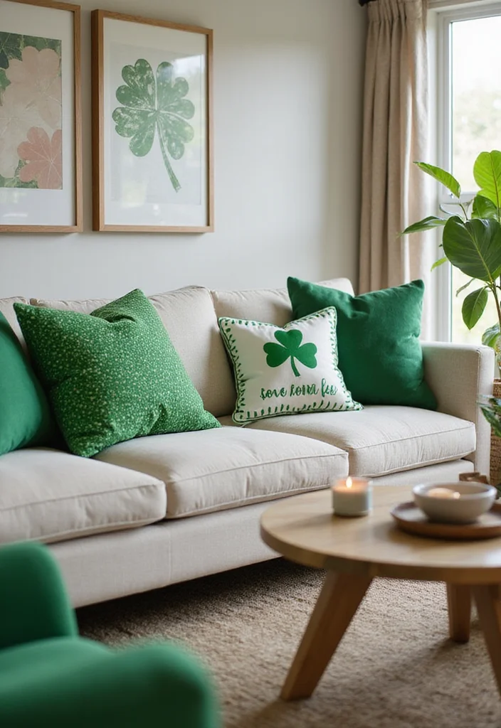 St Patrick's Day Home Decor DIY: A Cheerful Guide with 17 Lucky-Themed Decor Inspirations - 12. St. Patrick's Day Playful Pillows