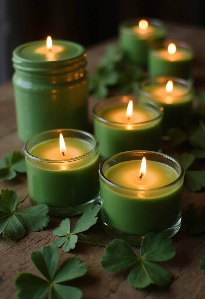 St Patrick's Day Home Decor DIY: A Cheerful Guide with 17 Lucky-Themed Decor Inspirations - 14. DIY Green Candles