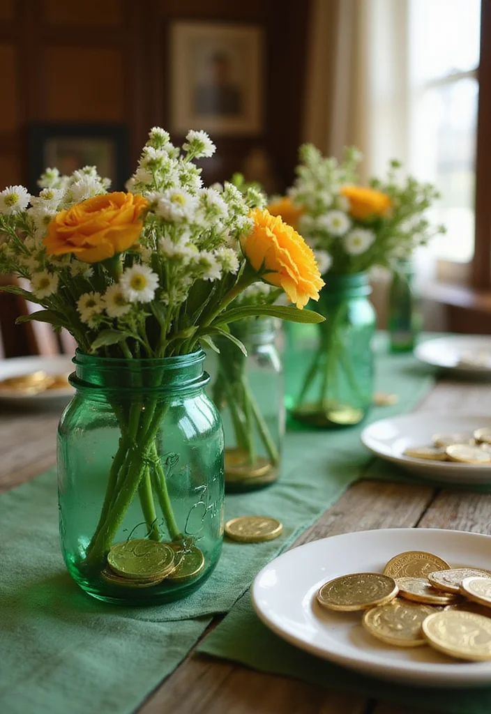 St Patrick's Day Home Decor DIY: A Cheerful Guide with 17 Lucky-Themed Decor Inspirations - 2. Lucky Mason Jar Centerpieces
