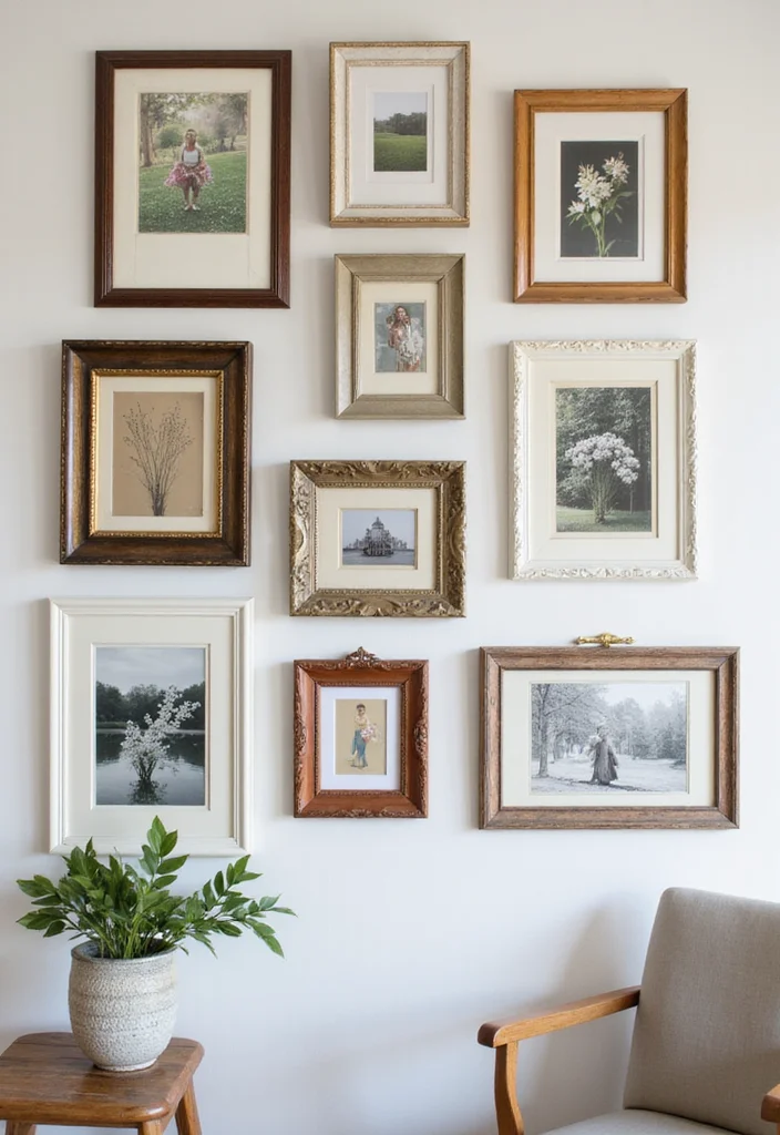 Thrifted Home Decor DIY Ideas: A Budget-Friendly Guide with 18 Creative Redesign Inspirations - 1. Vintage Frame Gallery Wall