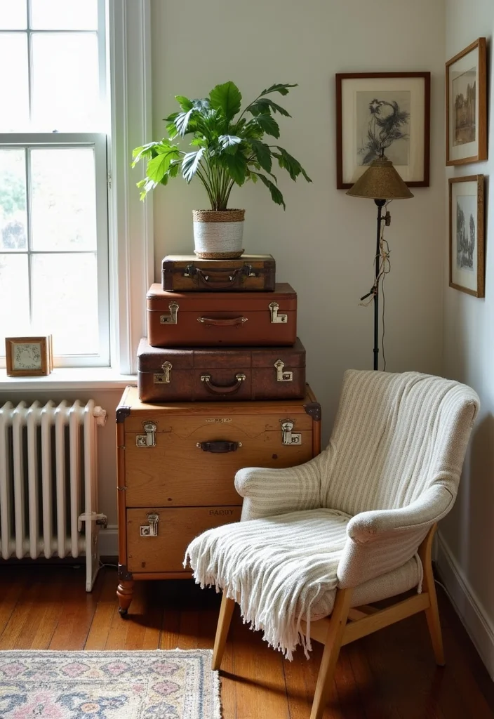 Thrifted Home Decor DIY Ideas: A Budget-Friendly Guide with 18 Creative Redesign Inspirations - 14. Repurposed Suitcase Storage