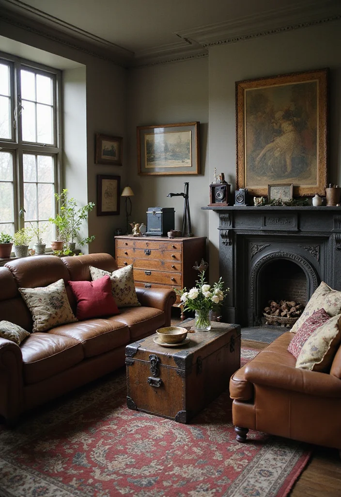 Western Home Decor Living Room: A Cozy Western Guide with 20 Ranch-Inspired Styling Ideas - 18. Incorporate Antiques