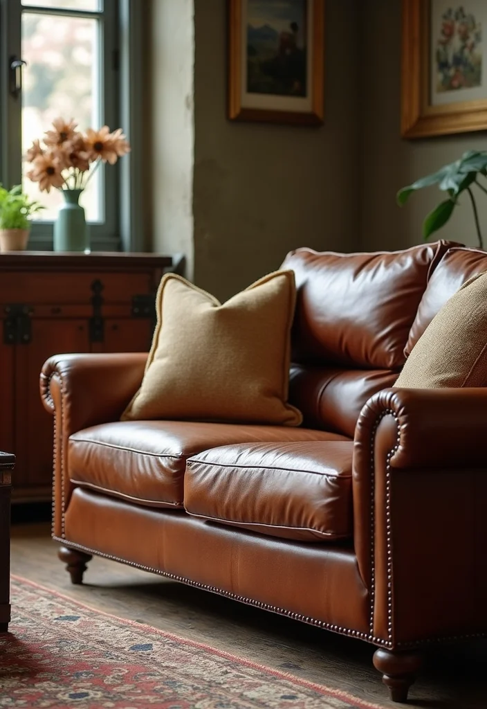 Western Home Decor Living Room: A Cozy Western Guide with 20 Ranch-Inspired Styling Ideas - 5. Leather Accents