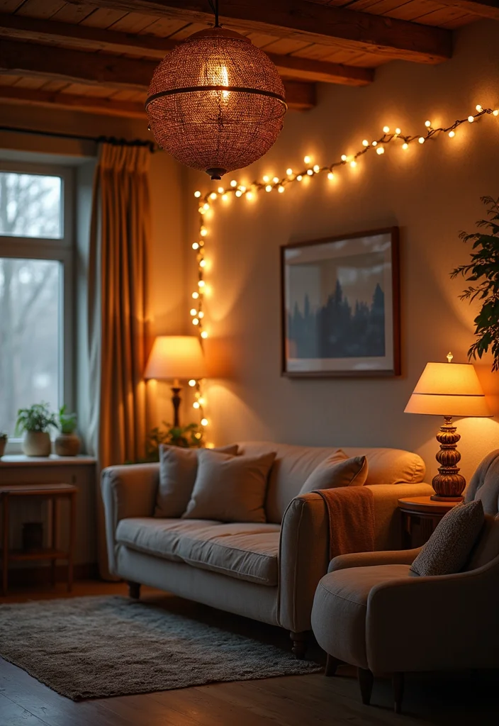 Western Home Decor Living Room: A Cozy Western Guide with 20 Ranch-Inspired Styling Ideas - 9. Layered Lighting