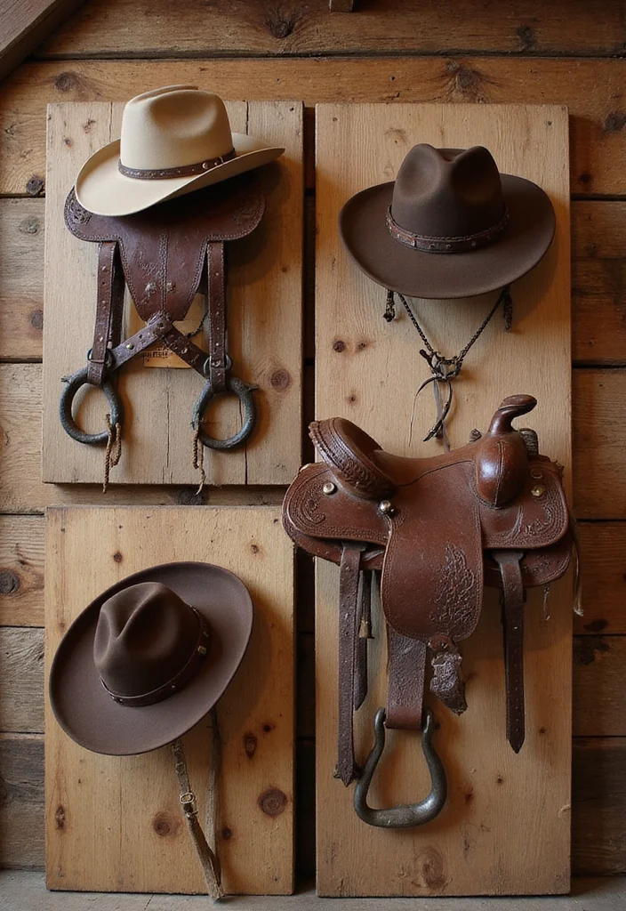 Western Home Decor Ranch Style: A Country Guide with 18 Warm Rustic Inspirations - 1. Vintage Cowboy Gear Displays